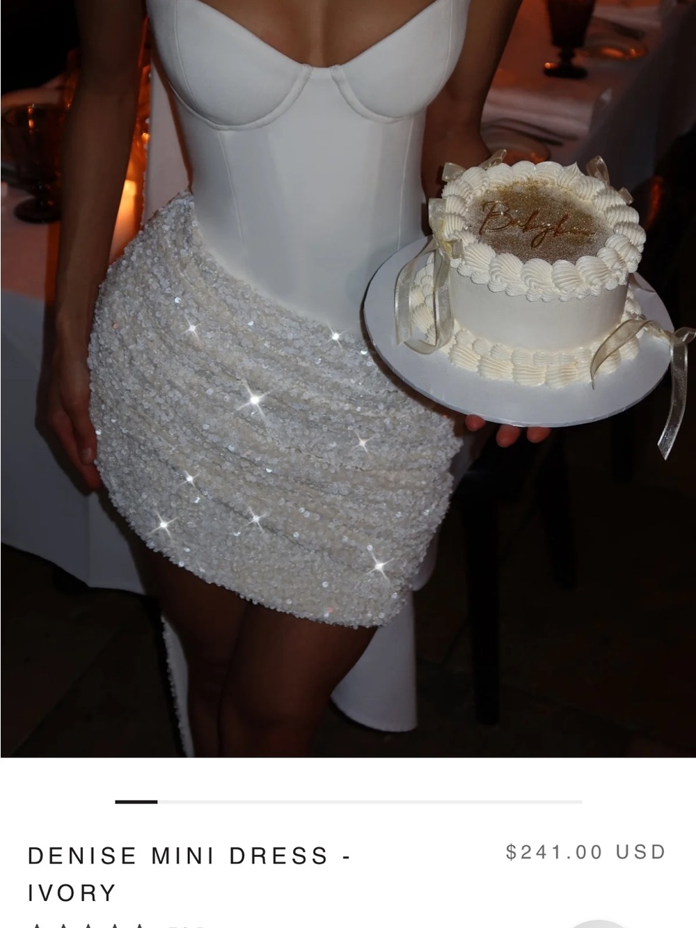 Ivory Sequin Mini Skirt - Denise